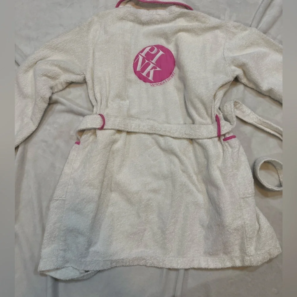 Rare Vintage PINK White Towel Robe